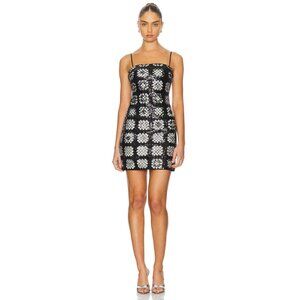 Le Superbe Glamour Granny Squares Sequin Mini Dress Black Womens Size 6